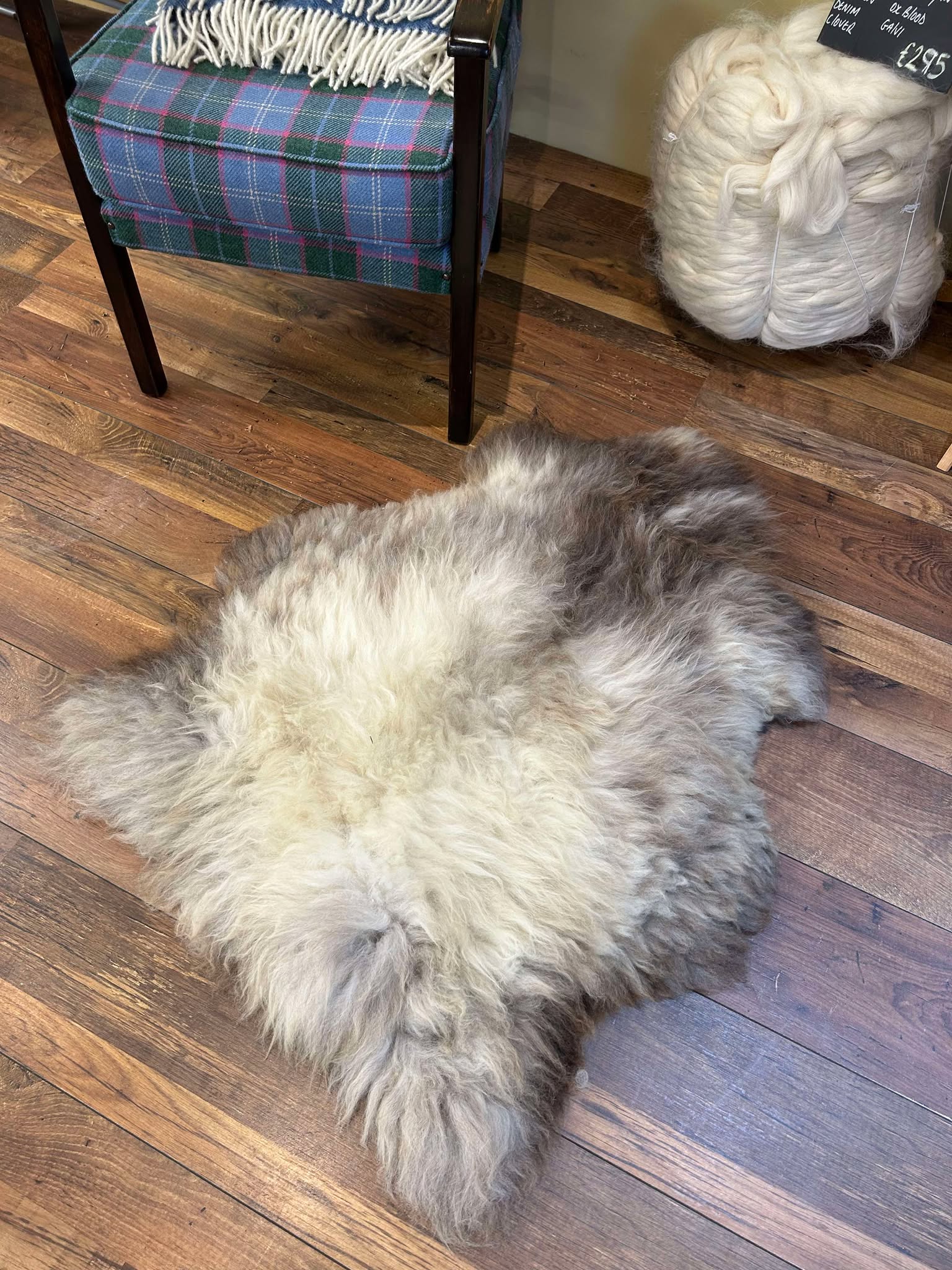 Glencroft Soft White Brown British Sheepskin Rug